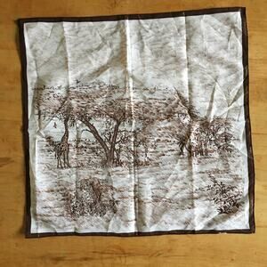 Vintage Nasharr Freres African Safari giraffe scarf, Made in Japan - no tag